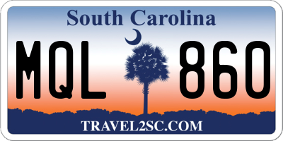 SC license plate MQL860