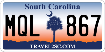 SC license plate MQL867