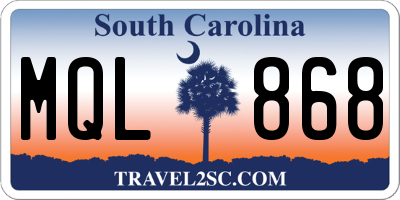 SC license plate MQL868