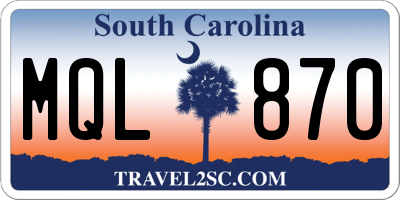SC license plate MQL870