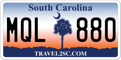 SC license plate MQL880