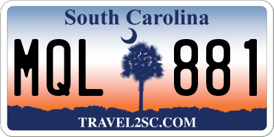 SC license plate MQL881