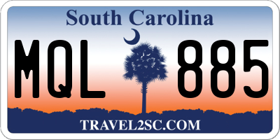 SC license plate MQL885