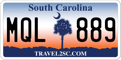 SC license plate MQL889