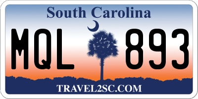 SC license plate MQL893