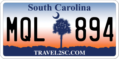 SC license plate MQL894