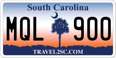 SC license plate MQL900