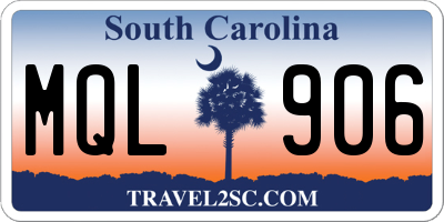 SC license plate MQL906