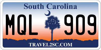 SC license plate MQL909