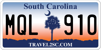 SC license plate MQL910