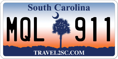 SC license plate MQL911