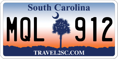 SC license plate MQL912