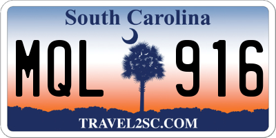 SC license plate MQL916
