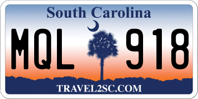 SC license plate MQL918