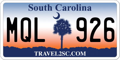 SC license plate MQL926