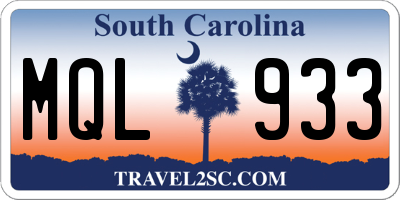 SC license plate MQL933