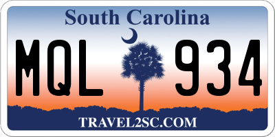 SC license plate MQL934