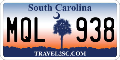 SC license plate MQL938
