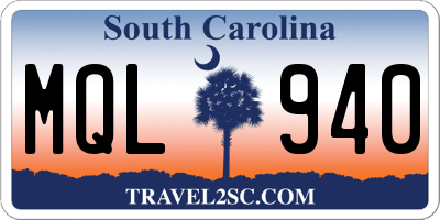 SC license plate MQL940