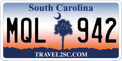 SC license plate MQL942