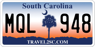 SC license plate MQL948