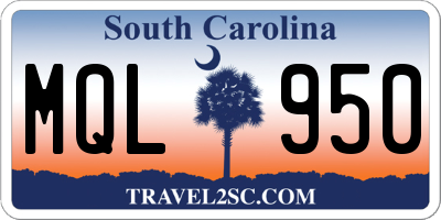 SC license plate MQL950