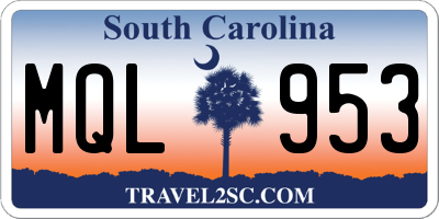 SC license plate MQL953