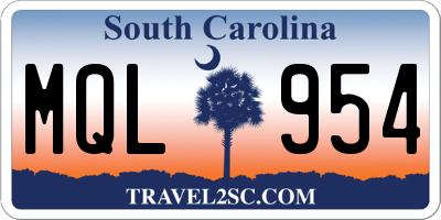 SC license plate MQL954