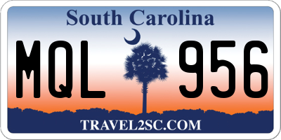SC license plate MQL956