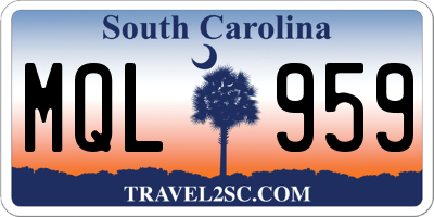 SC license plate MQL959