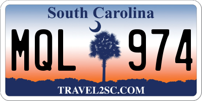 SC license plate MQL974