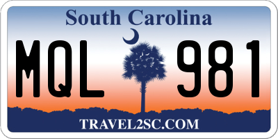 SC license plate MQL981