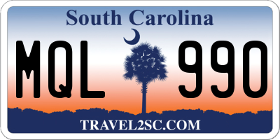 SC license plate MQL990