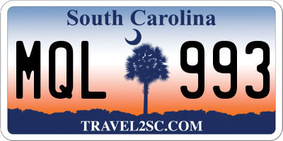 SC license plate MQL993