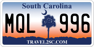 SC license plate MQL996