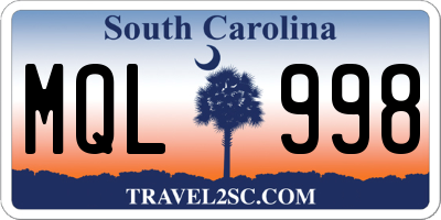 SC license plate MQL998