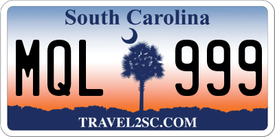 SC license plate MQL999
