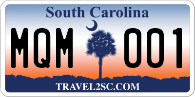 SC license plate MQM001