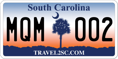 SC license plate MQM002