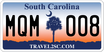 SC license plate MQM008