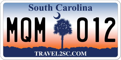 SC license plate MQM012