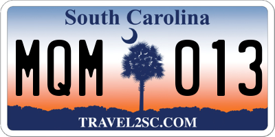 SC license plate MQM013