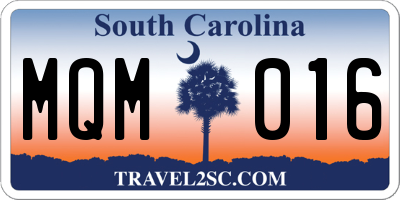 SC license plate MQM016