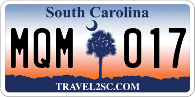 SC license plate MQM017