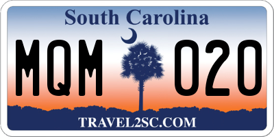 SC license plate MQM020