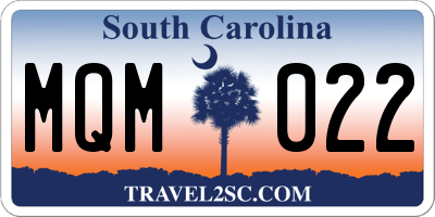 SC license plate MQM022