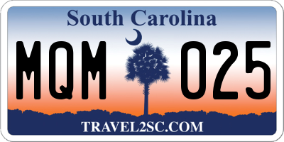 SC license plate MQM025