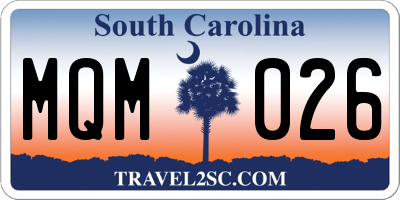 SC license plate MQM026