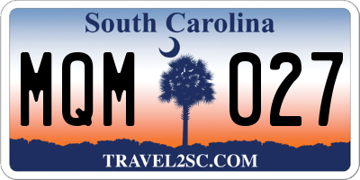 SC license plate MQM027