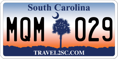 SC license plate MQM029